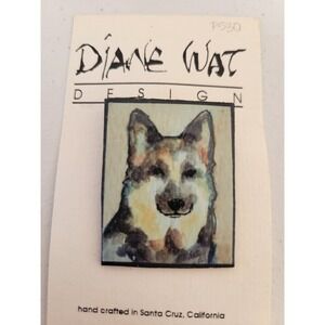 Vintage Diane Wat Design German Shepherd Dog Brooch Pin Art To Wear GSD